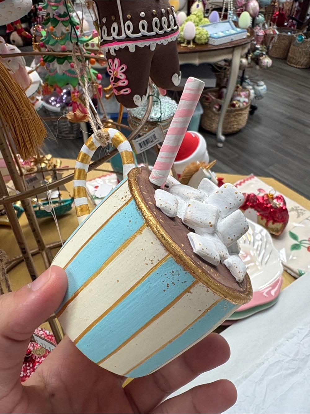 Hot Chocolate Ornament with Marshmallows by Glitterville